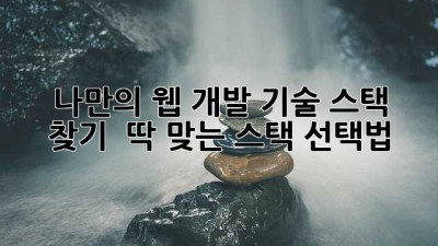 나만의 웹 개발 기술 스택 찾기 🚀 딱 맞는 스택 선택법!